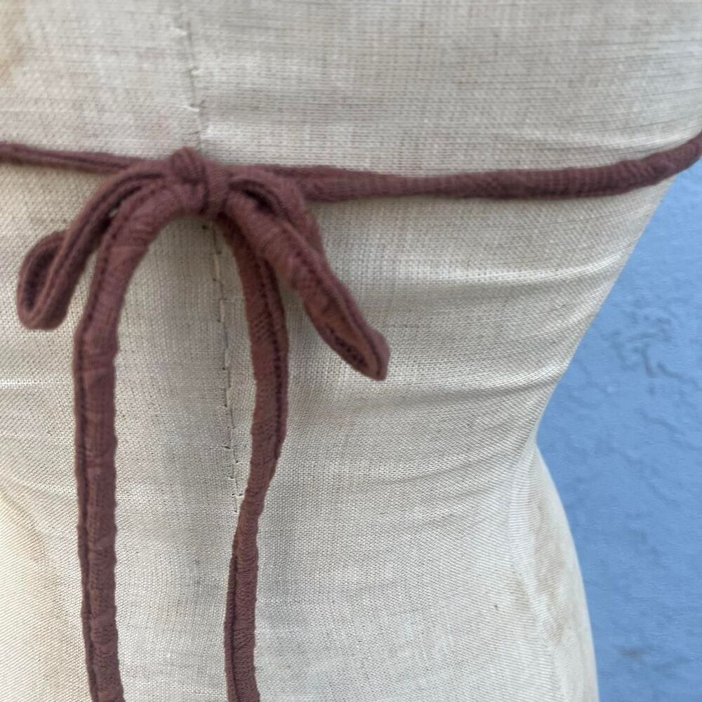 Y2k Festival Handkerchief top One size Women's Brown Tie Back Halter Crop-top - Picture 7 of 7